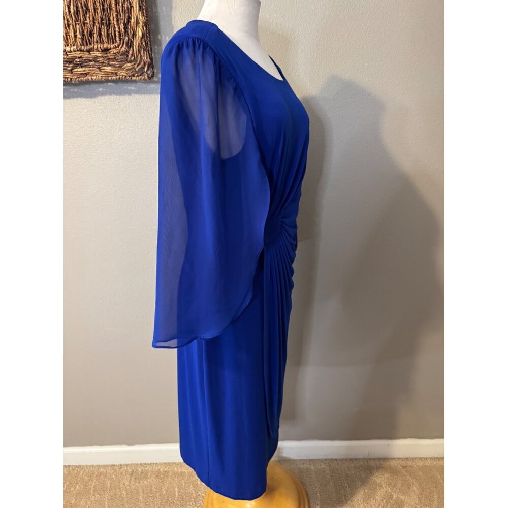 Connected Dress 12 Royal Blue Sheer 3/4 Long Sleeve Career Church Party NEW - Picture 6 of 10
